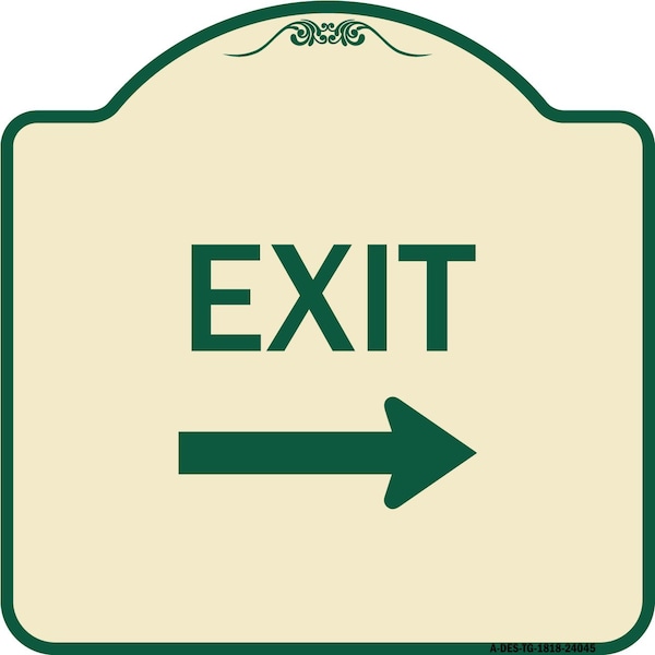 Exit With Right Arrow 3 Heavy-Gauge Aluminum Architectural Sign, 18" H, 18" L, TG-1818-24045
